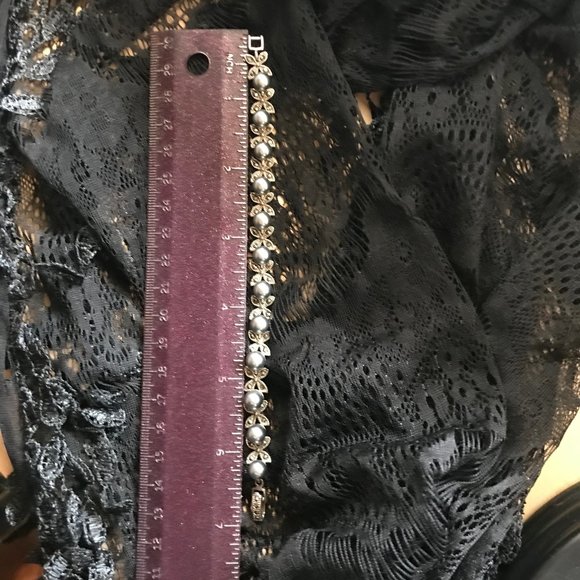 VINTAGE STERLING MARCASITE & PEARL BRACELET - Picture 5 of 6